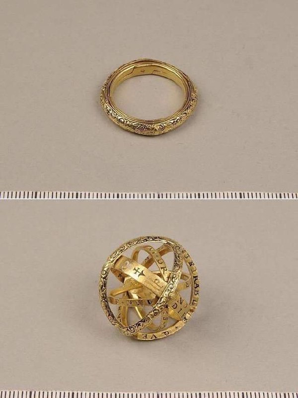 瑞典歷史博物館收藏的 16 世紀戒指可展開成一個天文球