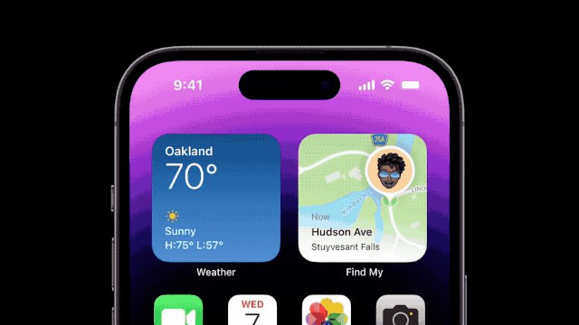 iPhone 14 Pro 把刘海改成药丸挖孔，苹果针对性地做了动效，称为灵动岛（Dynamic Island），支持开发者自定义，让看上去的缺陷，变成了交互上的亮点
