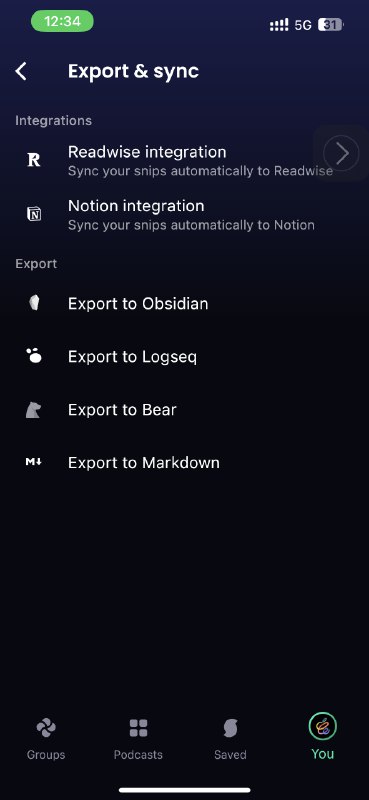 发现最好用的播客工具，感谢@夏小凯kkk 的宝贵经验！snipd，一键转移订阅的podcast，实时文字稿，一键截取80s文字分享，并直接输出到readwise